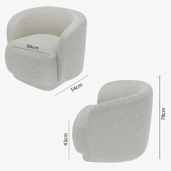 Fauteuil bouclette couleur gris-cr me Victoria
