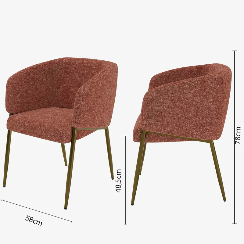 Fauteuil de salle manger bouclette couleur brique Basile