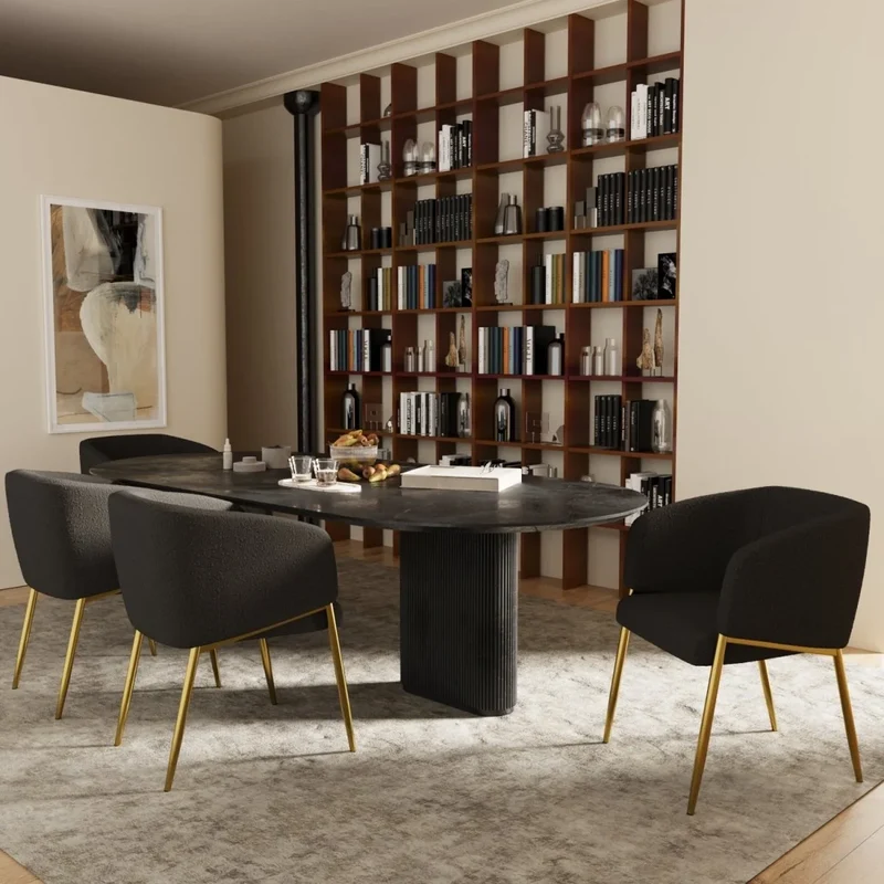 Fauteuil de salle manger bouclette gris fonc Basile