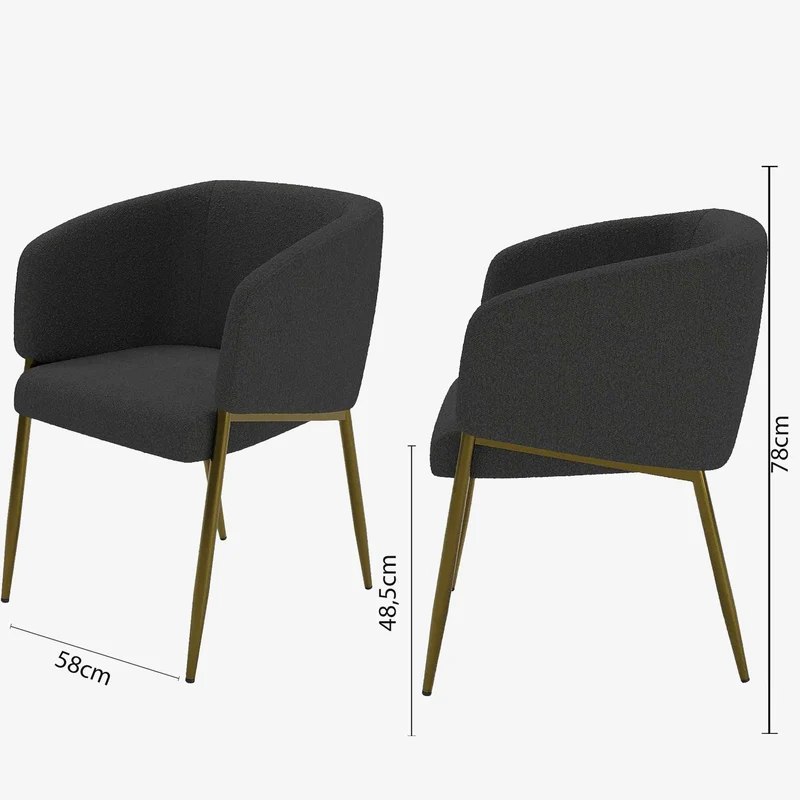 Fauteuil de salle manger bouclette gris fonc Basile
