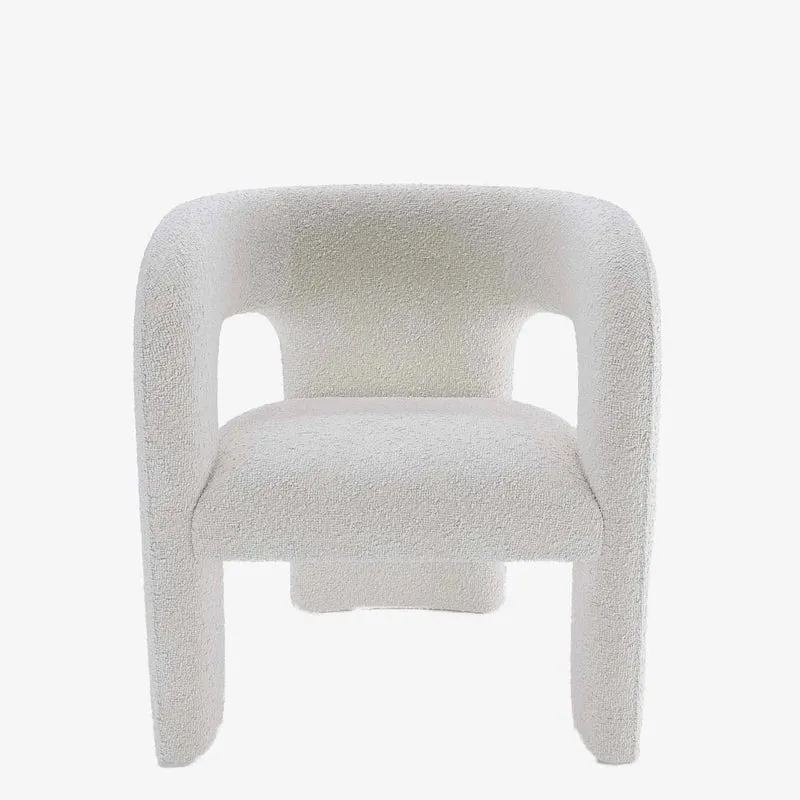 Fauteuil de salle à manger en bouclette blanche