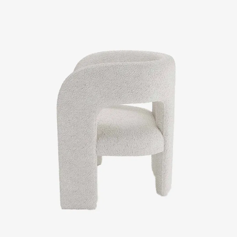 Fauteuil de salle à manger en bouclette gris-crème