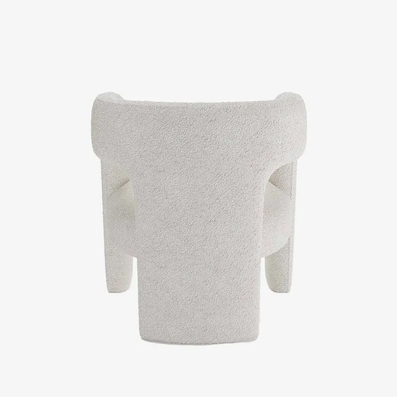 Fauteuil de salle à manger en bouclette gris-crème