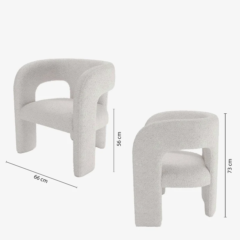 Fauteuil de salle à manger en bouclette gris-crème