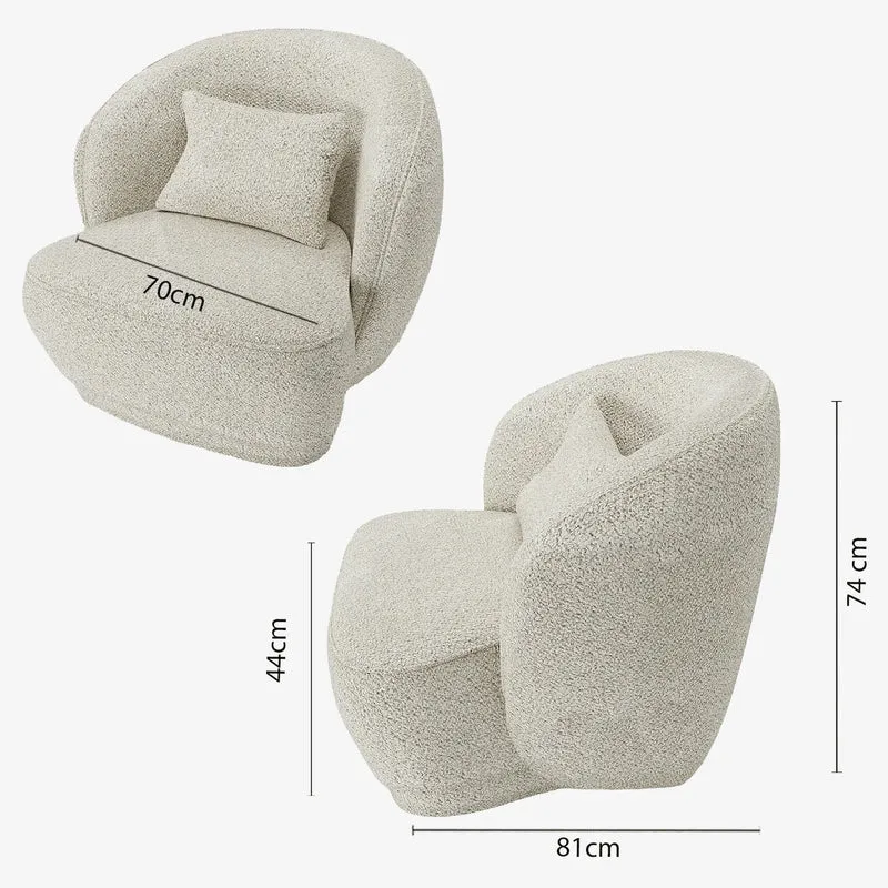 Fauteuil design boucl beige Pablo