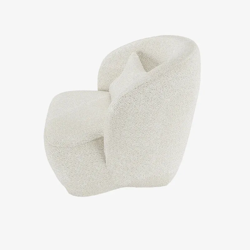 Fauteuil design boucl blanc Pablo