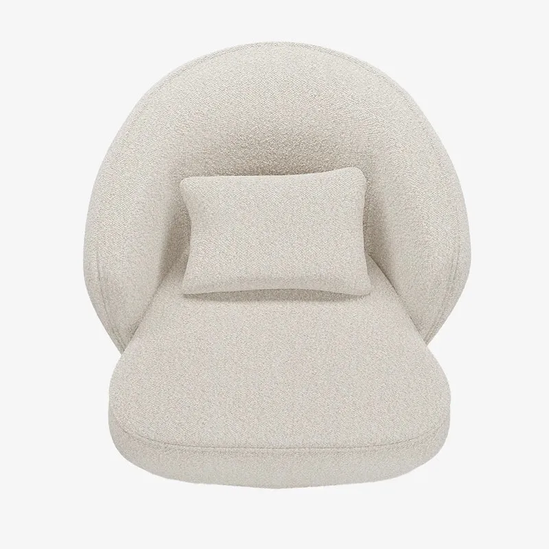 Fauteuil design bouclette gris-cr me Pablo