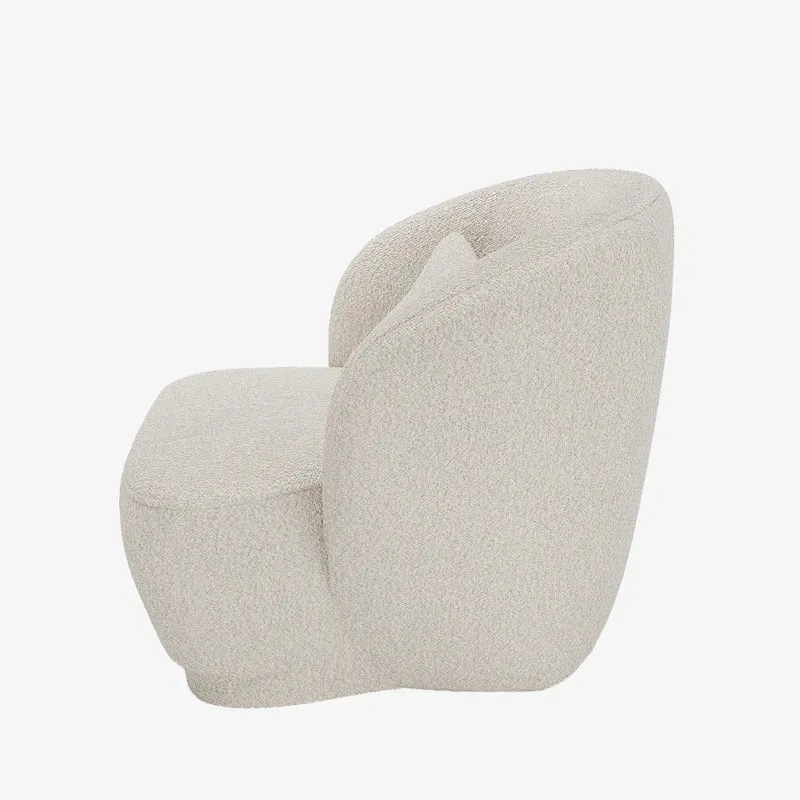 Fauteuil design bouclette gris-cr me Pablo