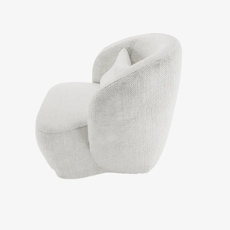 Fauteuil design tissu chenille blanc Pablo