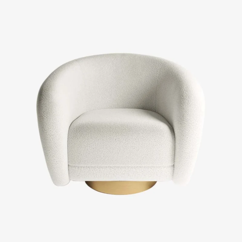 Fauteuil effet laine bouclée et laiton