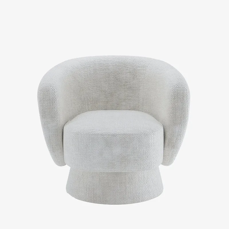 Fauteuil pivotant en tissu chenille blanc Salma