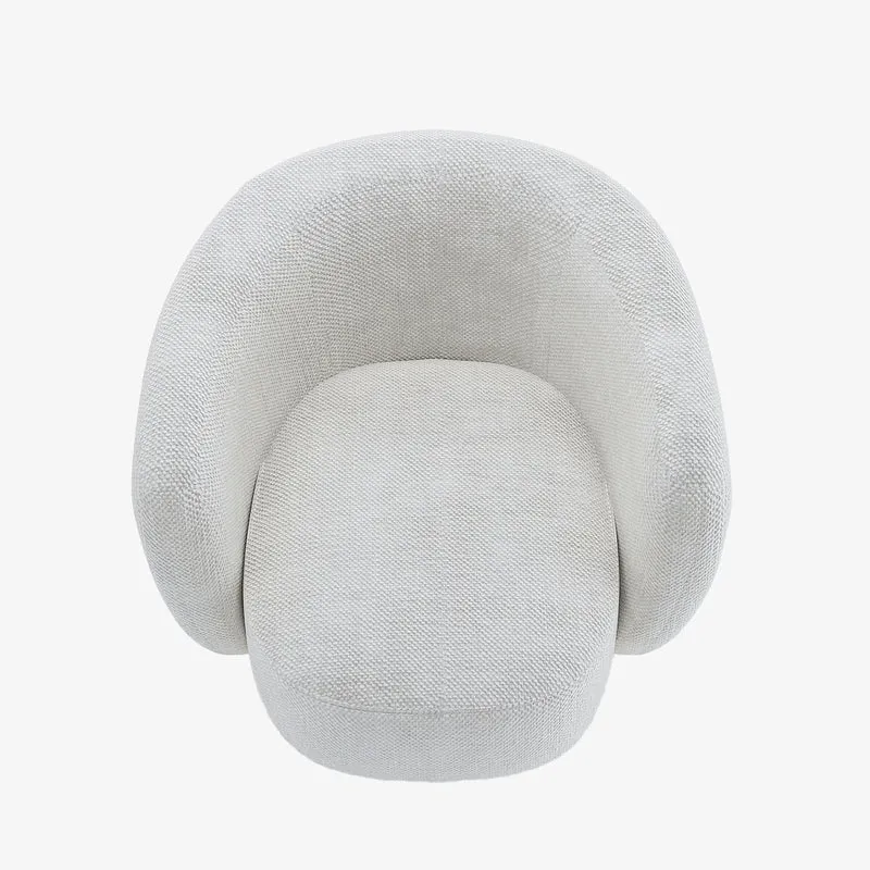 Fauteuil pivotant en tissu chenille blanc Salma