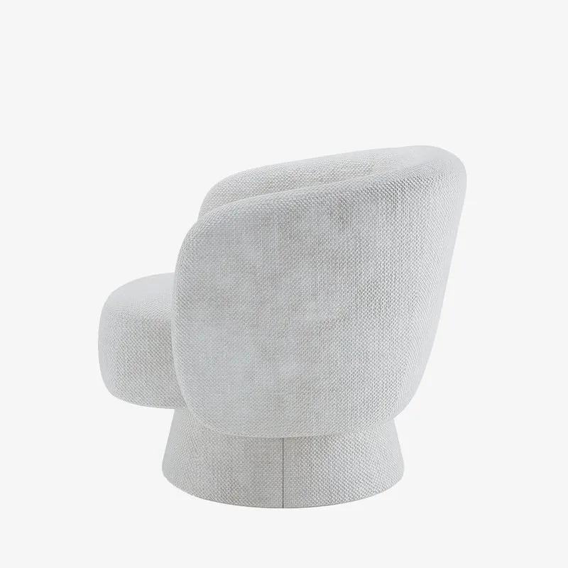 Fauteuil pivotant en tissu chenille blanc Salma