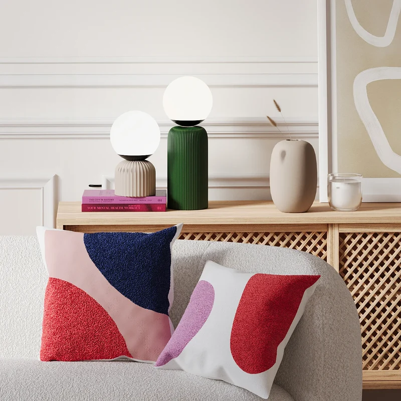 Lampe poser en c ramique verte et globe de verre Gauguin
