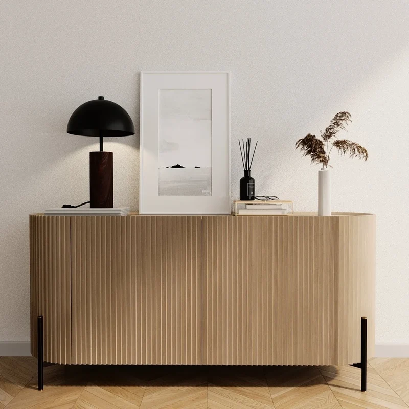 Lampe poser en m tal noir effet bois Rousseau