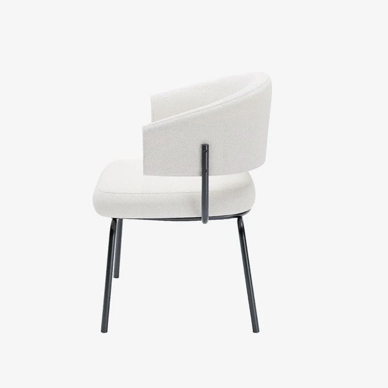 Lot de 2 chaises avec accoudoir tendance en tissu chenille blanc Silva