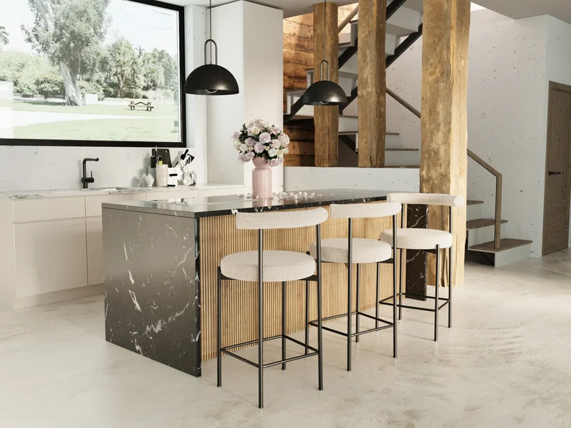 Lot de 2 chaises de bar velours cr me Charlotte