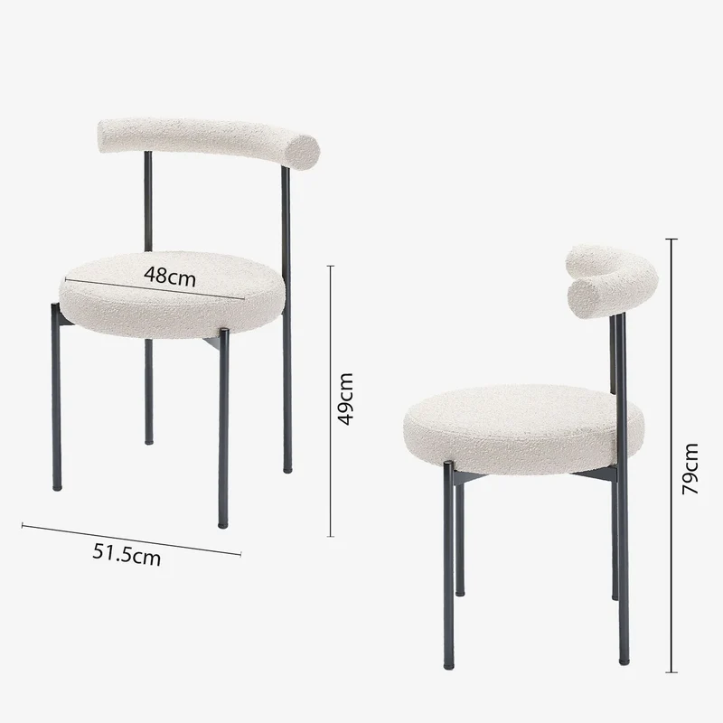 Lot de 2 chaises de salle manger design moderne, bouclette blanche Julia