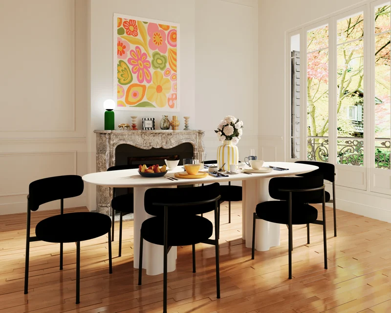 Lot de 2 chaises de salle manger design moderne, bouclette grise anthracite Julia