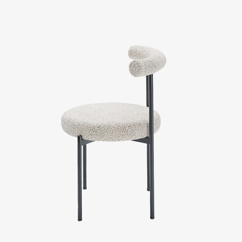 Lot de 2 chaises de salle manger design moderne, bouclette grise et blanche Julia
