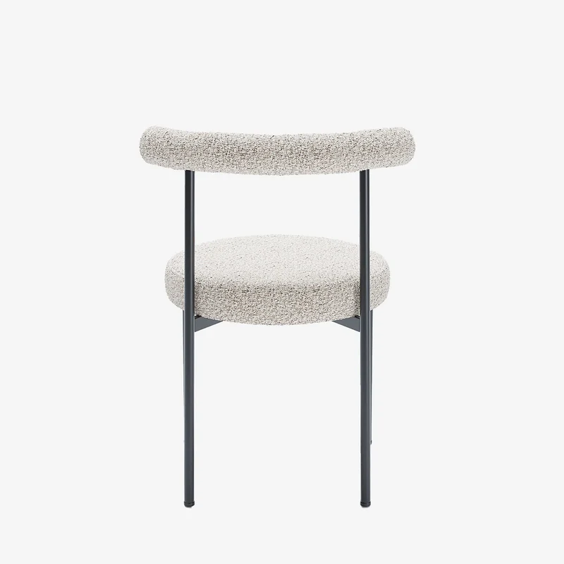 Lot de 2 chaises de salle manger design moderne, bouclette grise et blanche Julia