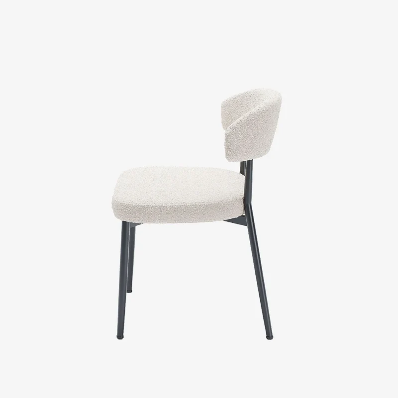 Lot de 2 chaises de salle manger en tissu bouclette blanche & m tal noir Mona