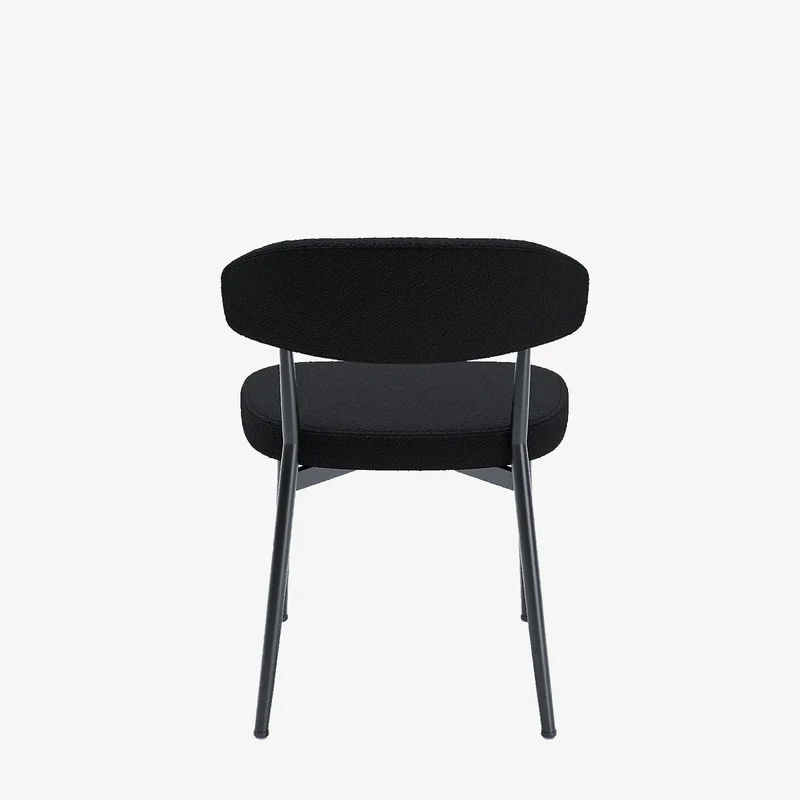 Lot de 2 chaises de salle manger en tissu bouclette gris anthracite & m tal noir Mona