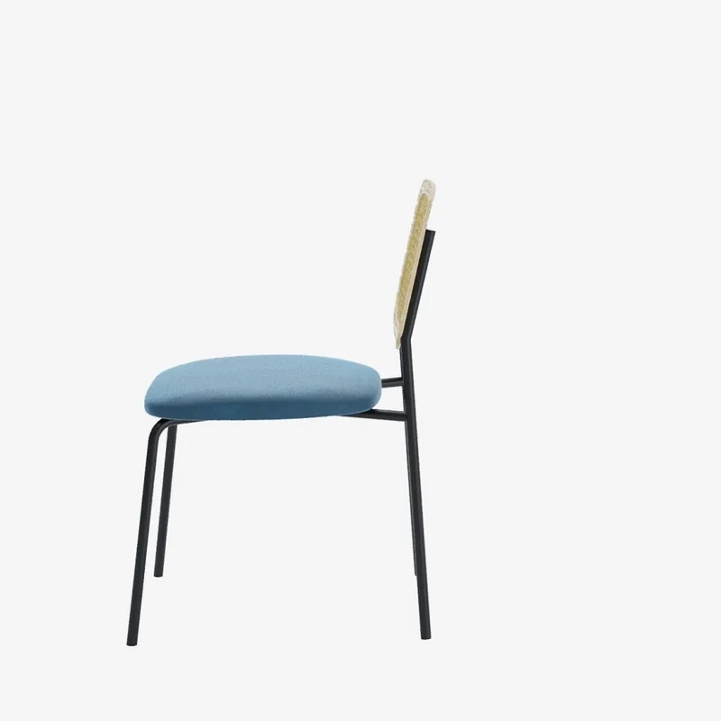 Lot de 2 chaises en rotin et velours bleu Juna