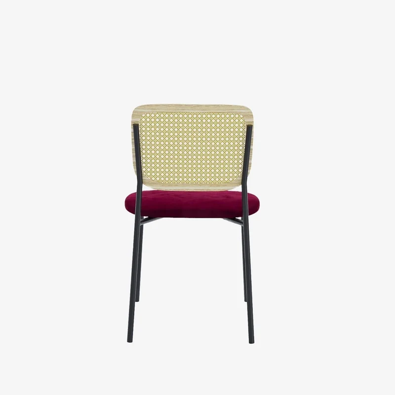 Lot de 2 chaises en rotin et velours bordeaux Juna