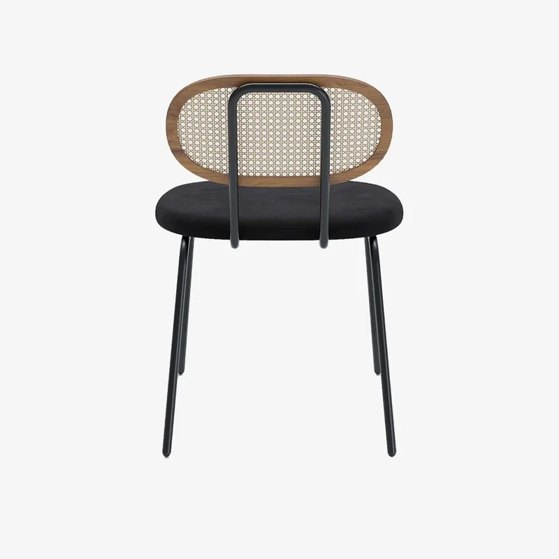 Lot de 2 chaises en rotin et velours noir Gabrielle