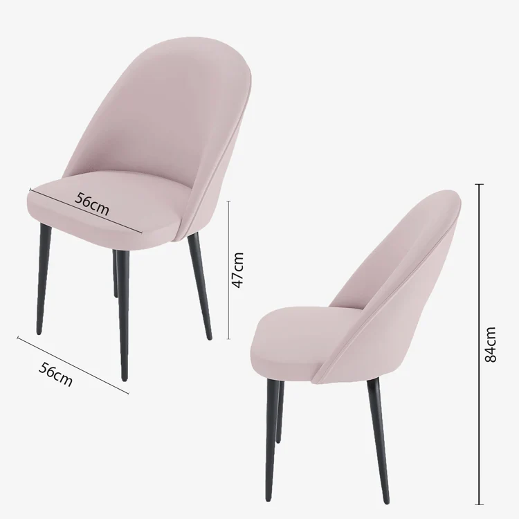 Lot de 2 chaises en velours rose & m tal noir Nina