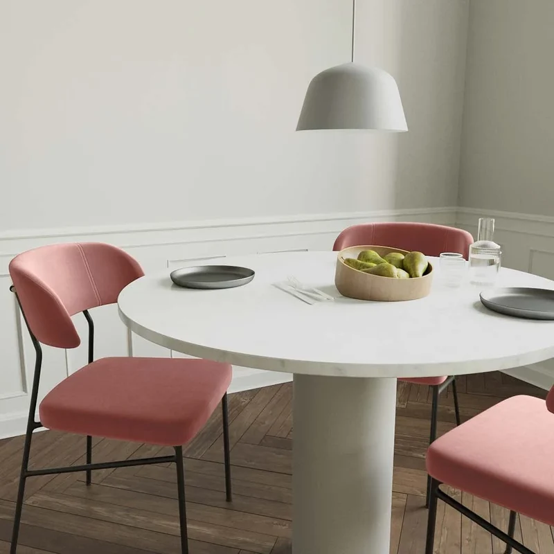 Lot de 2 chaises en velours rose vintage