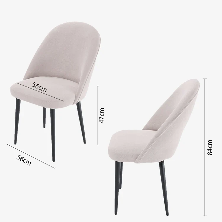 Lot de 2 chaises tissu & métal noir