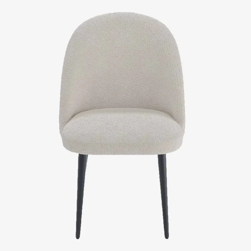 Lot de 2 chaises tissu bouclette & métal noir