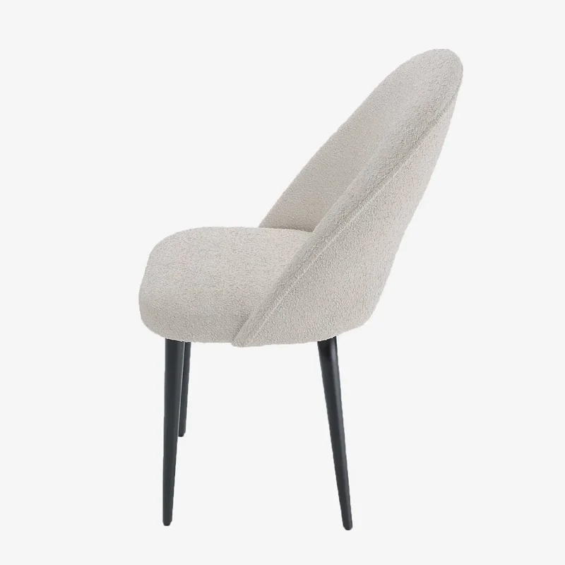 Lot de 2 chaises tissu bouclette & métal noir