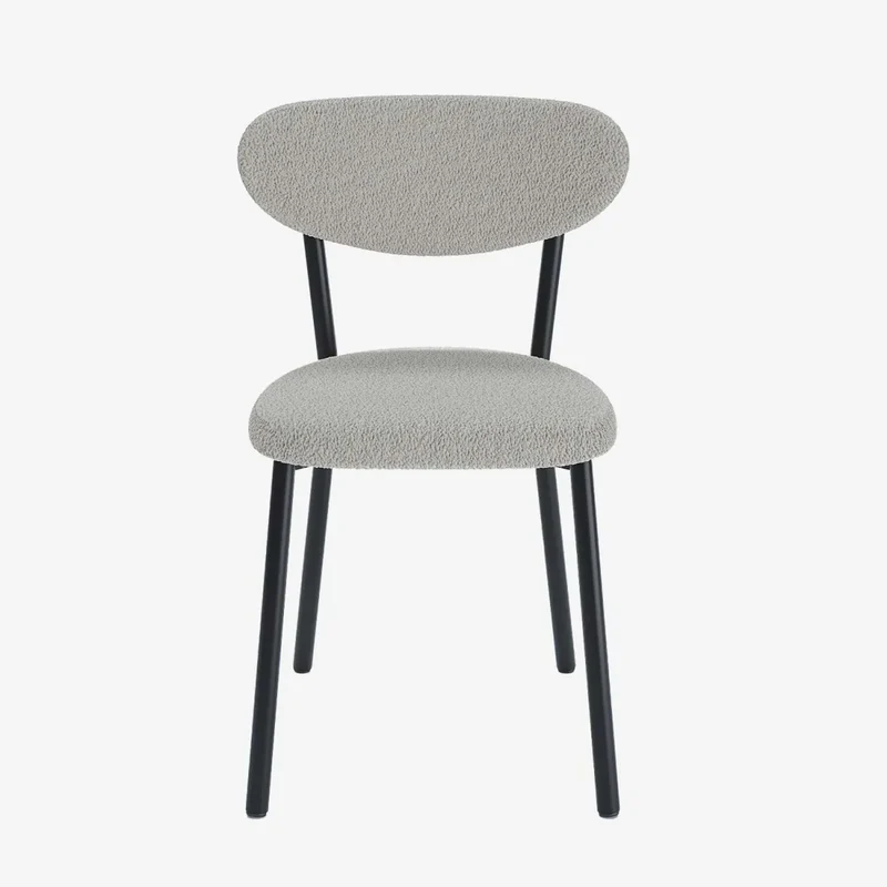 Lot de 2 chaises tissu bouclette pied métal
