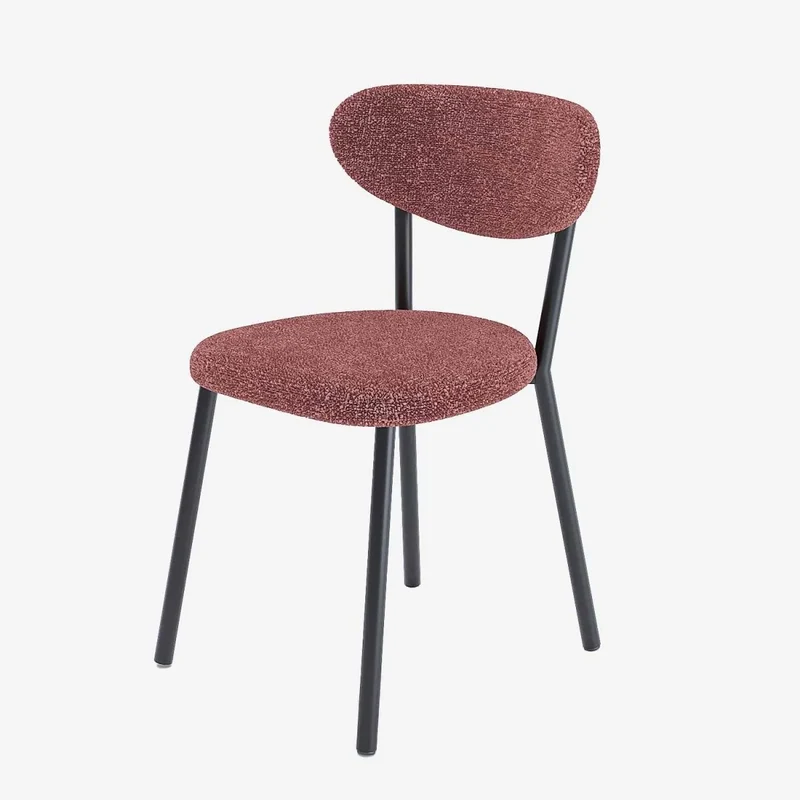 Lot de 2 chaises tissu bouclette pied métal