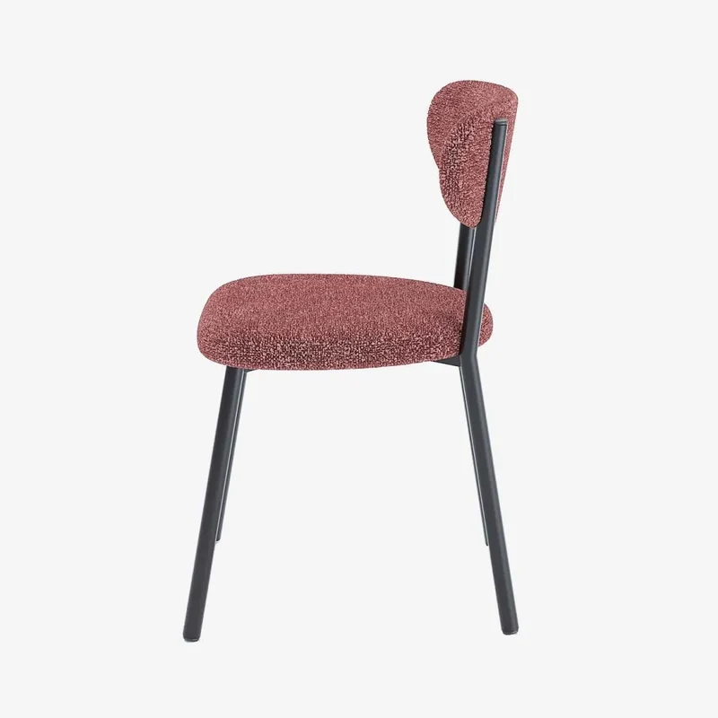 Lot de 2 chaises tissu bouclette pied métal