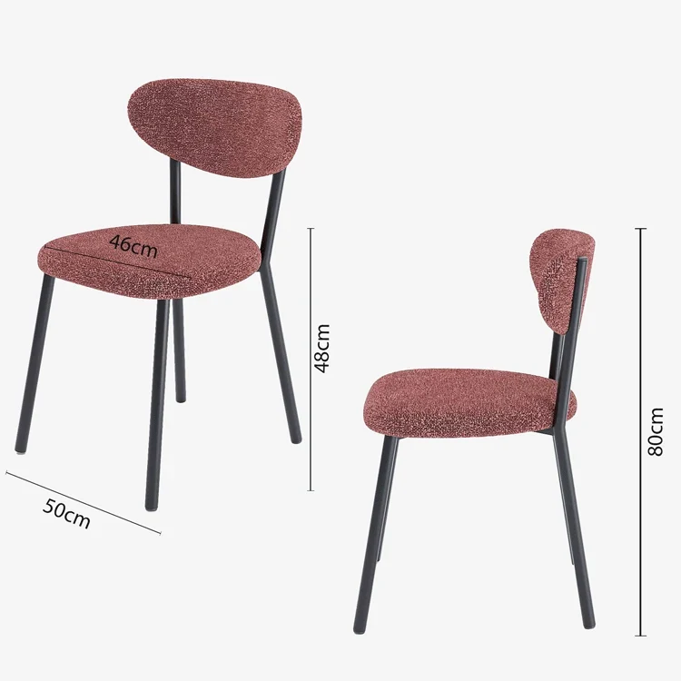 Lot de 2 chaises tissu bouclette pied métal