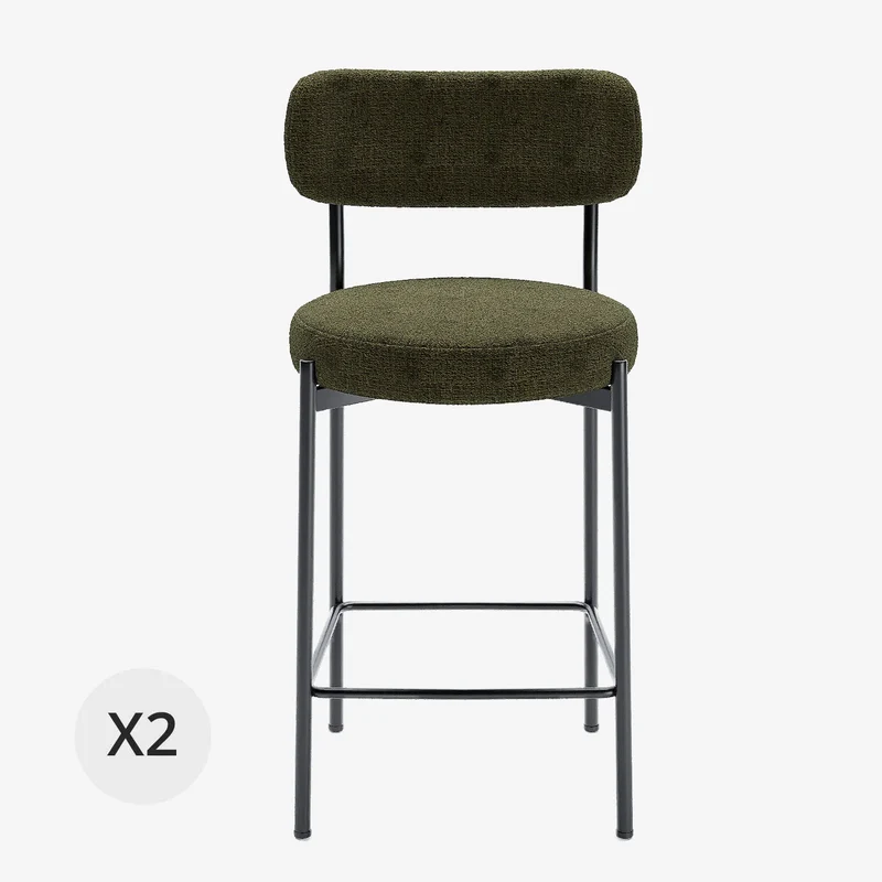 Lot de 2 fauteuils de bar velours vert Lili