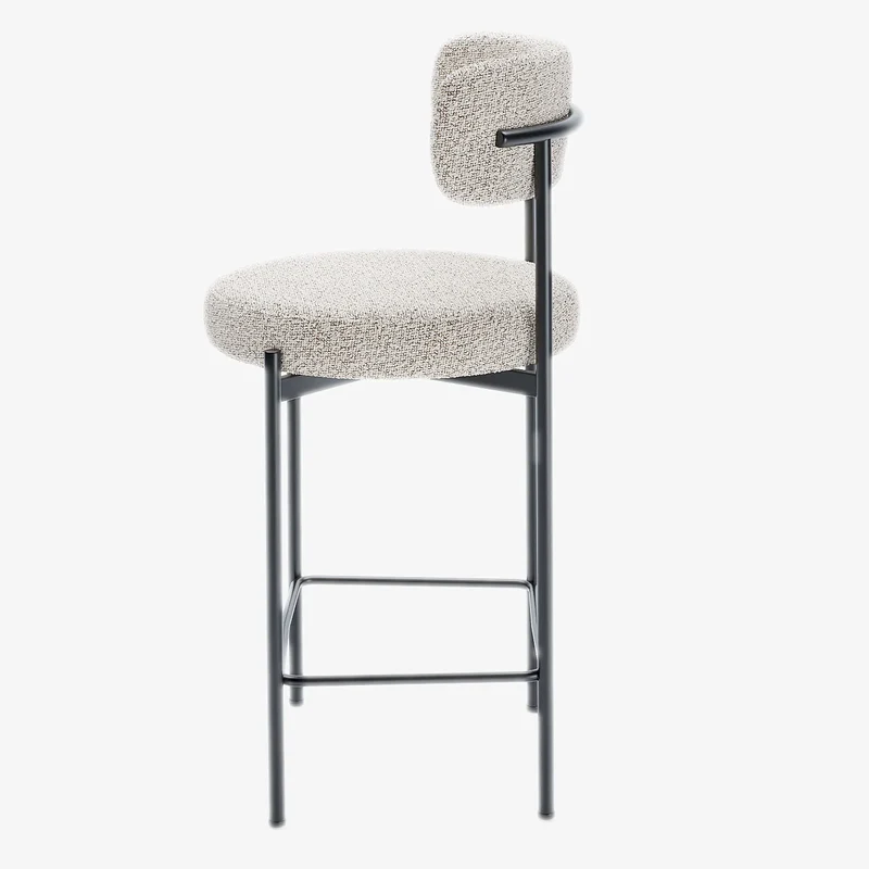 Lot de 2 tabourets de bar bouclette grise & blanche Agathe