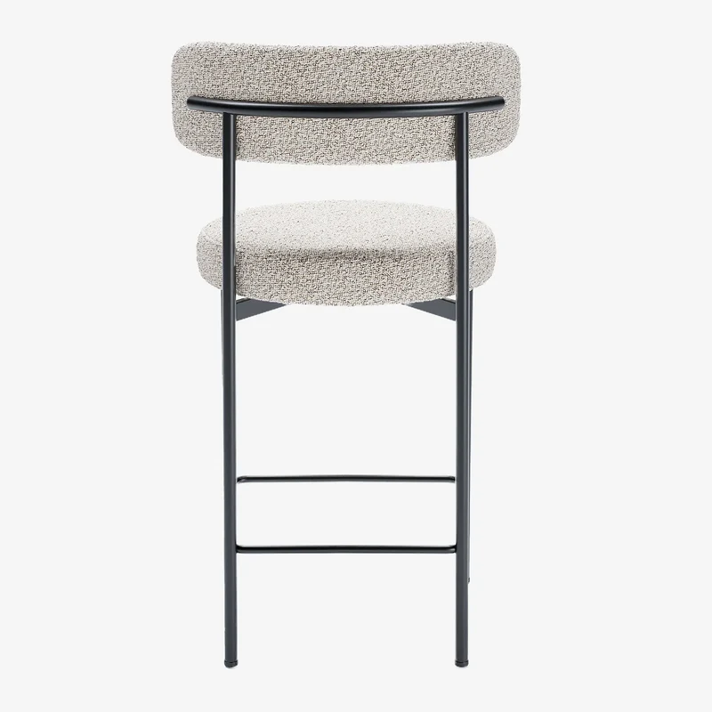 Lot de 2 tabourets de bar bouclette grise & blanche Agathe