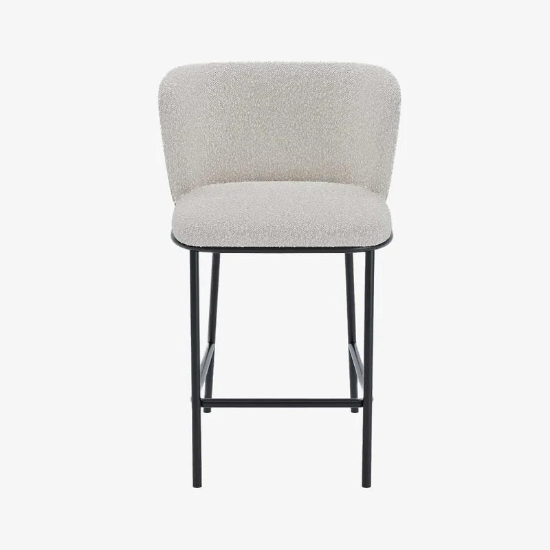 Lot de 2 tabourets de bar tissu boucl blanc C sar