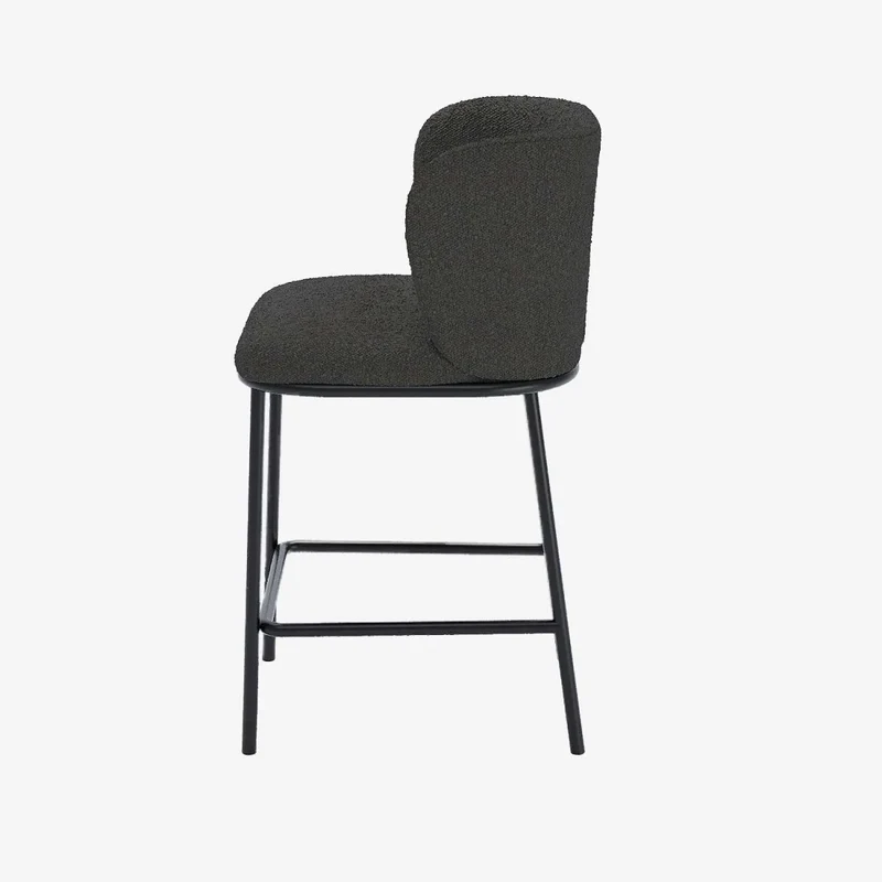 Lot de 2 tabourets de bar tissu boucl gris fonc C sar