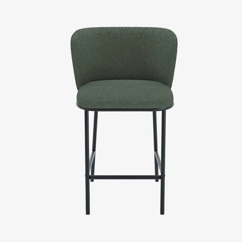 Lot de 2 tabourets de bar tissu boucl vert C sar