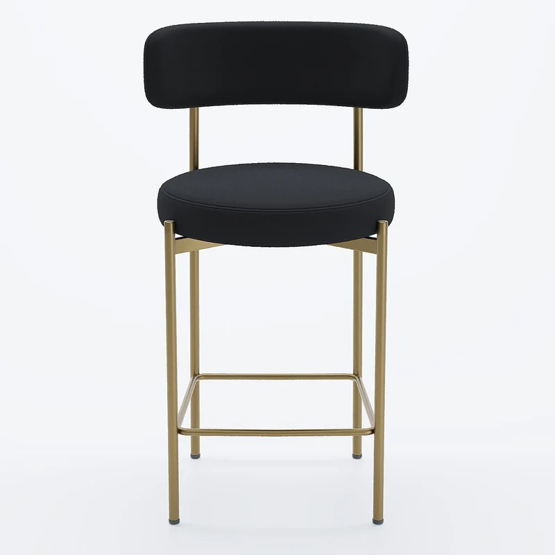 Lot de 2 tabourets de bar velours noir Agathe