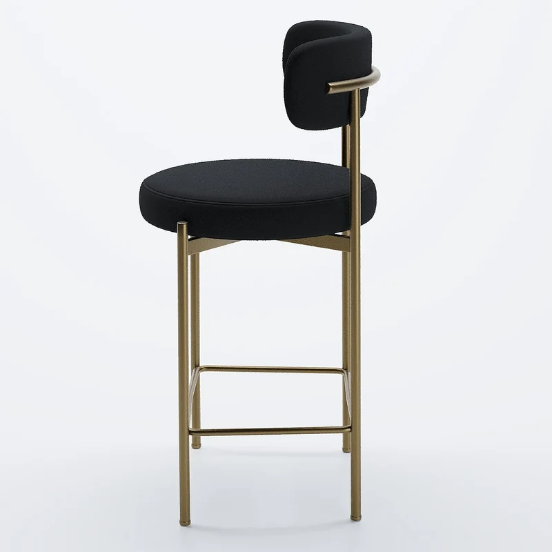 Lot de 2 tabourets de bar velours noir Agathe
