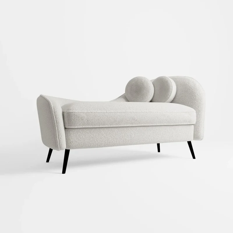 M ridienne effet laine boucl e blanc cru, pieds m tal noir