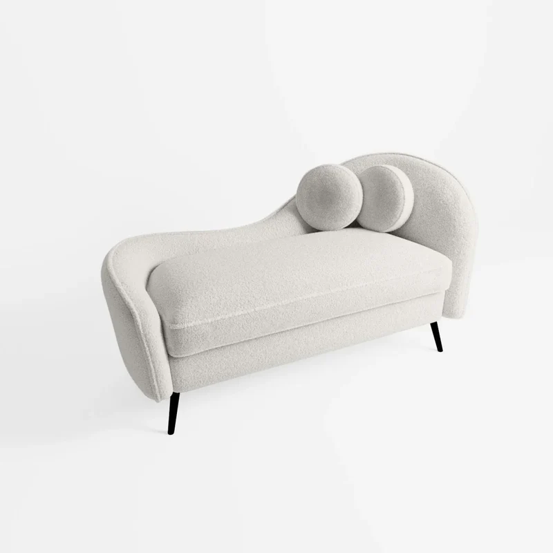 M ridienne effet laine boucl e blanc cru, pieds m tal noir