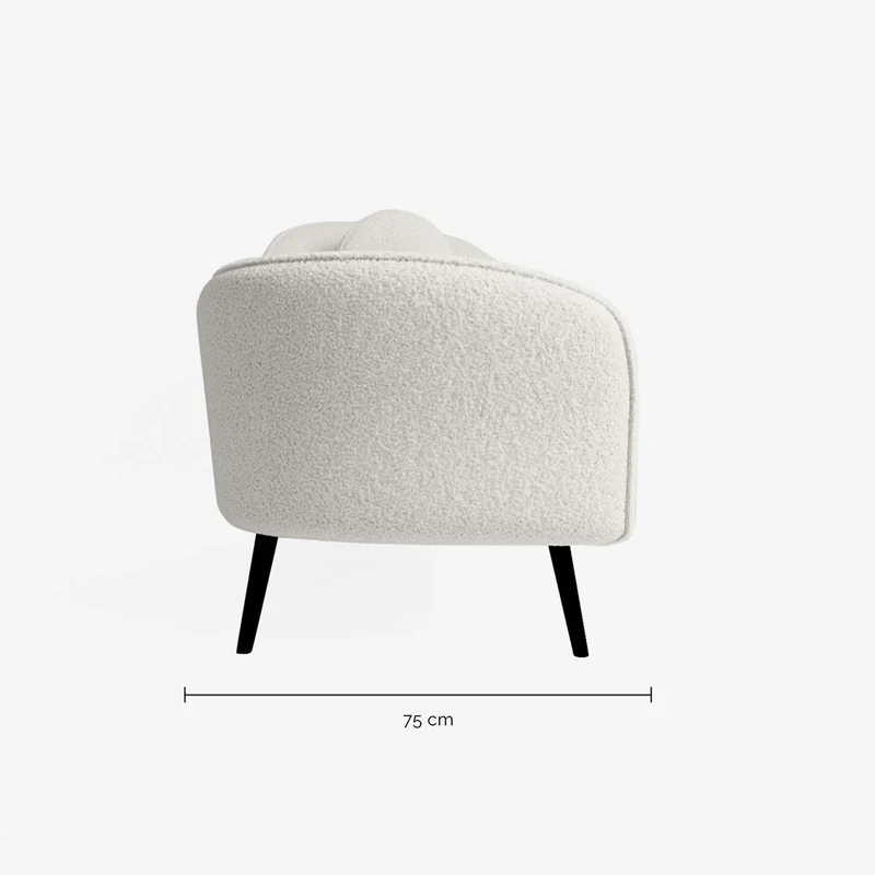 M ridienne effet laine boucl e blanc cru, pieds m tal noir
